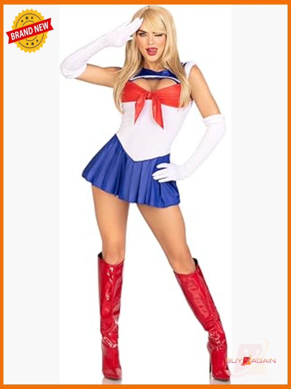 3pc Sexy Sailor Costume Bodysuit with Skirt Halloween Cosplay